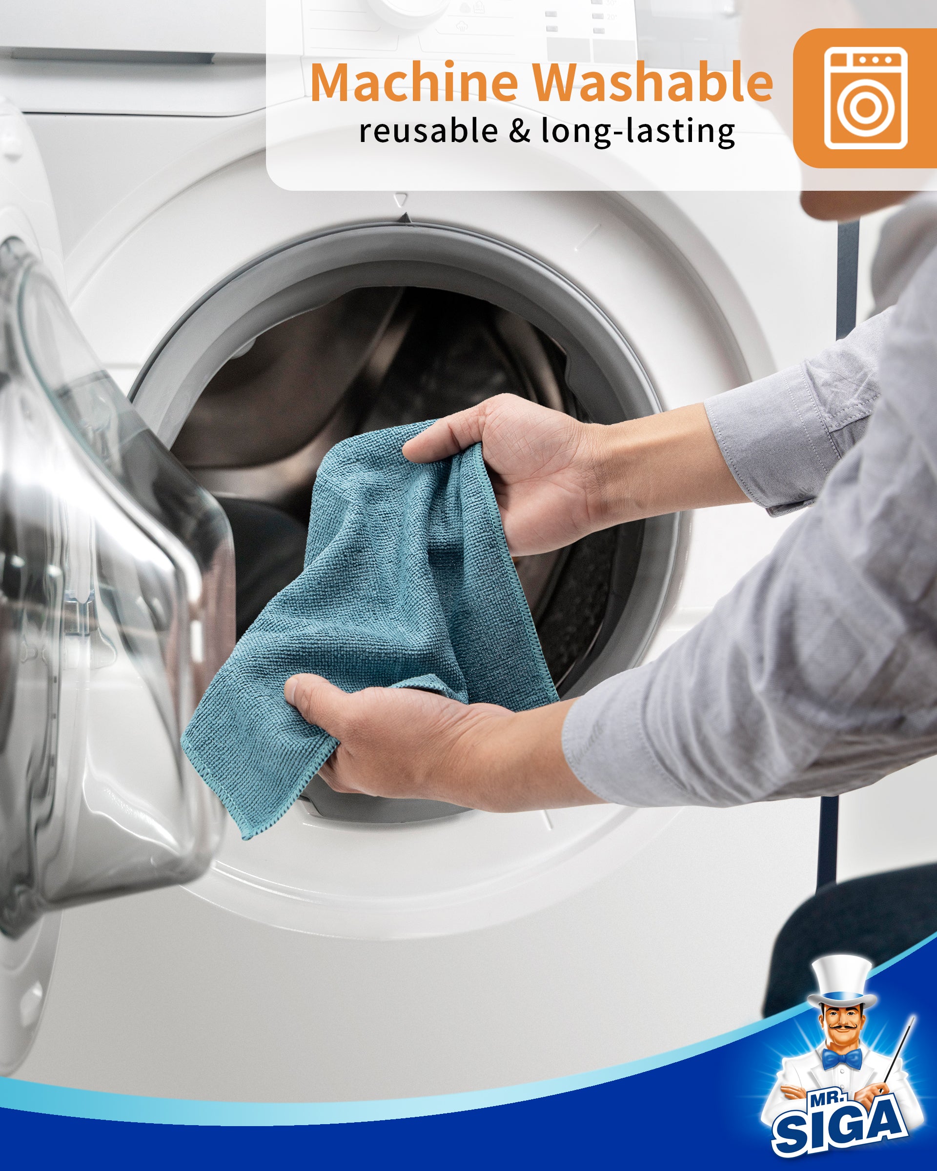 MR.Siga Microfiber Cleaning Cloth, Streak Free Cleaning Rags,All-Purpose Cleaning Towels, 50 Pack, Size 11.8"x 11.8"