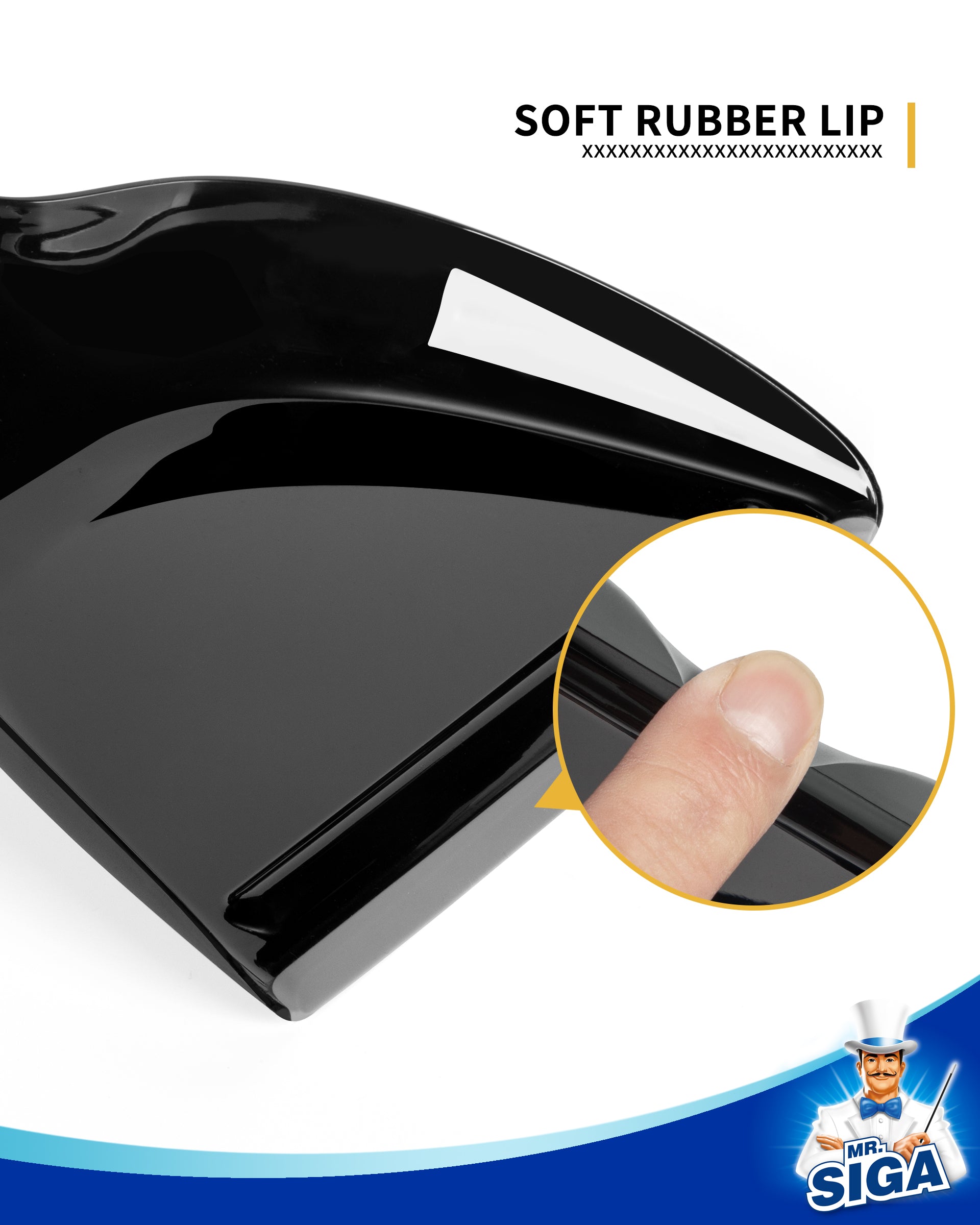 MR.SIGA Dustpan and Brush Set, Portable Cleaning Brush and Dustpan Combo with Bamboo Handle, Black, 1 Set