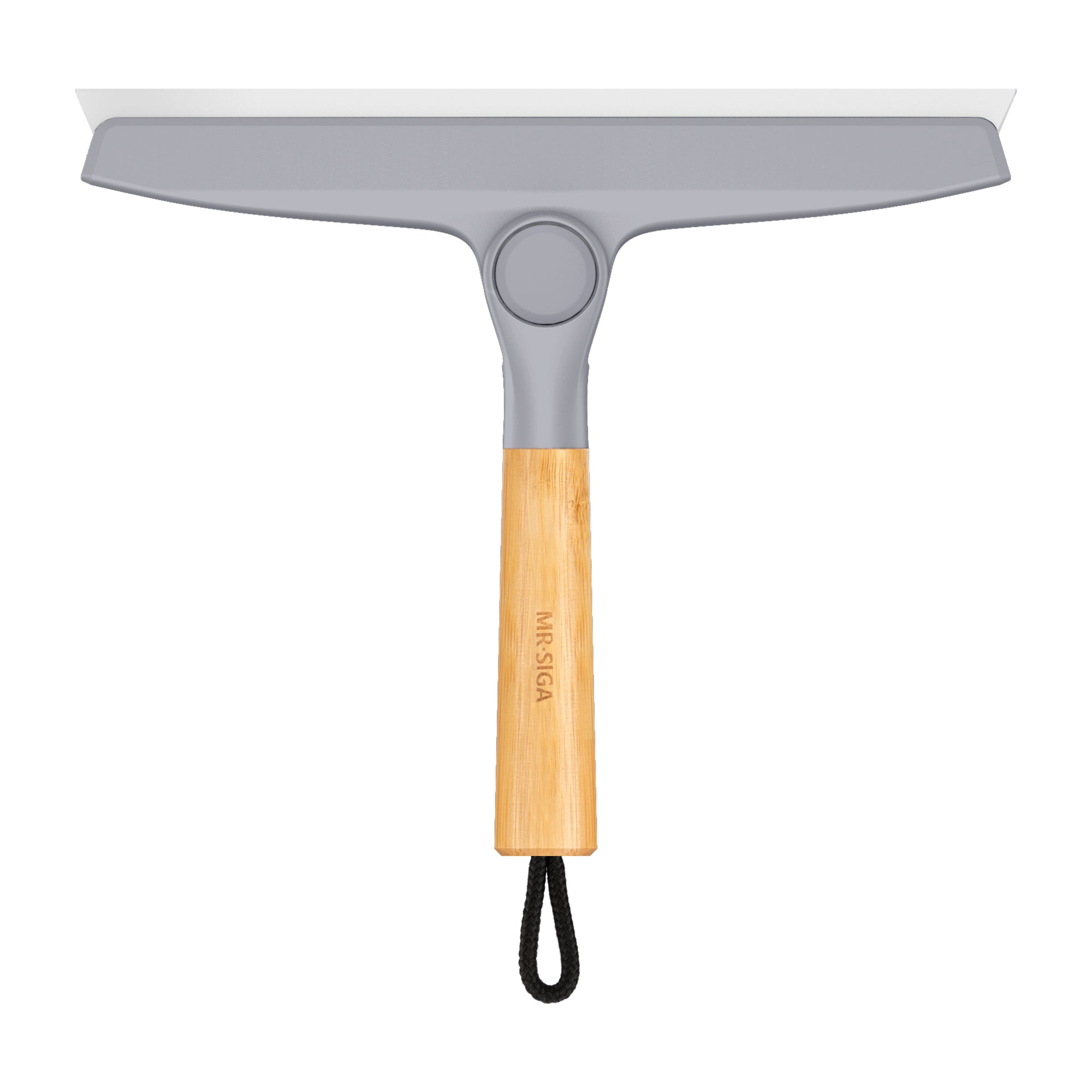 MR.SIGA All Purpose Silicone Squeegee for Shower Door, Mirror, Glass, Streak Free Shower Squeegee, Pivoting Bamboo Handle, Includes 1 Suction Hook, 10 inch Wide, Gray, 1 Pack