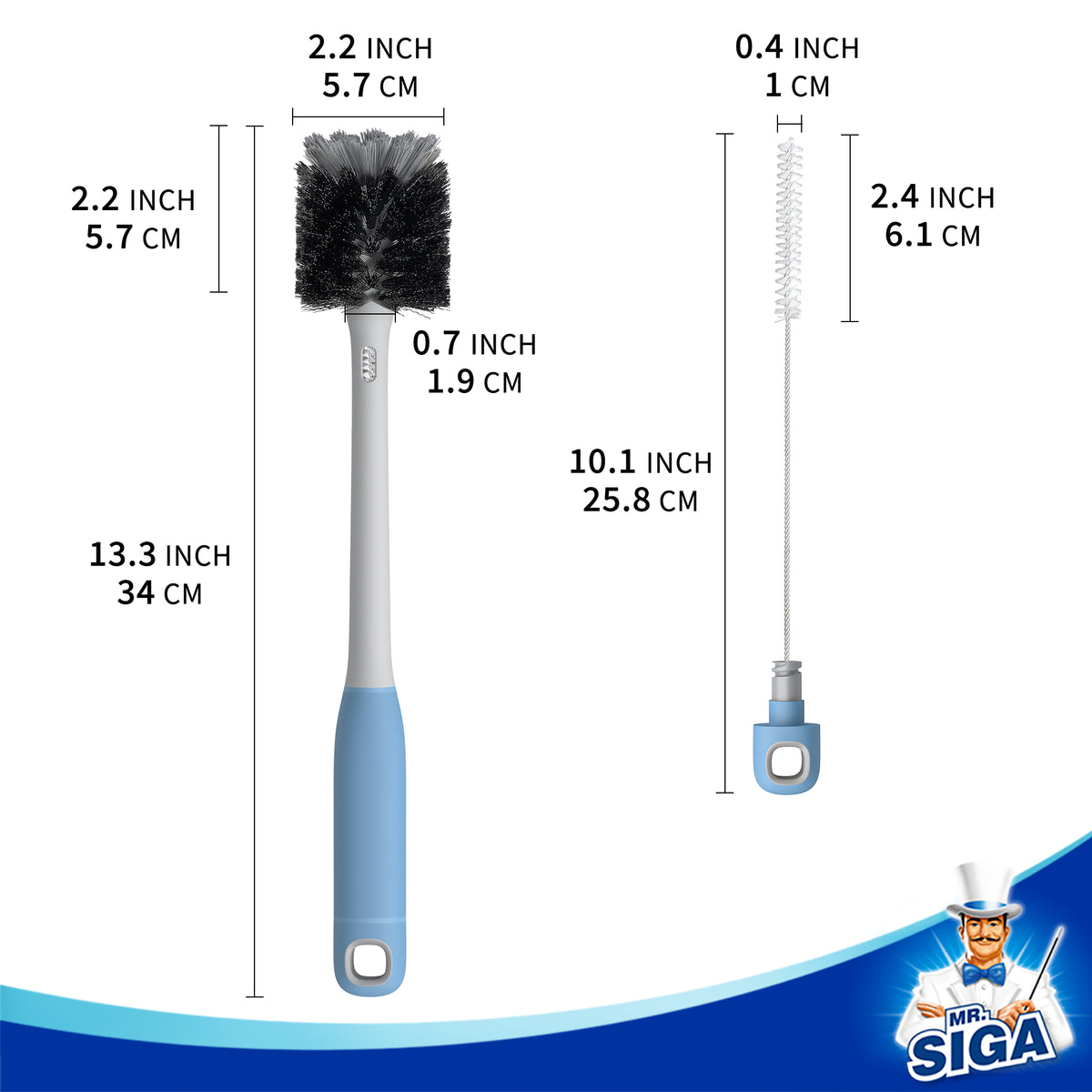 MR.SIGA 2 in 1 Bottle Brush & Straw Brush