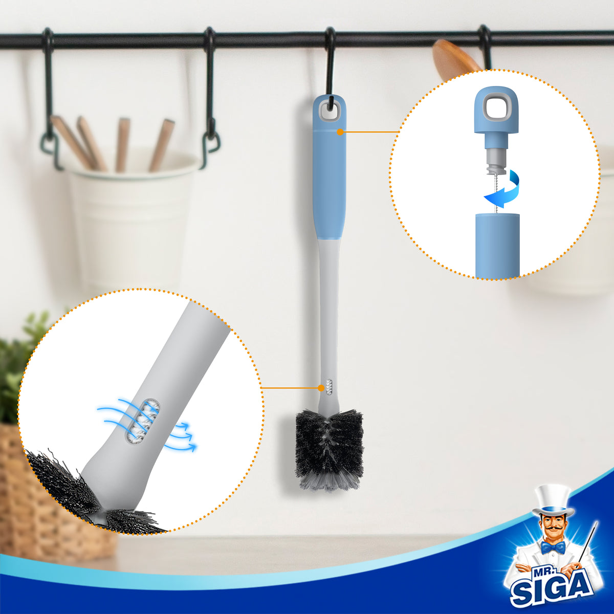 MR.SIGA 2 in 1 Bottle Brush & Straw Brush
