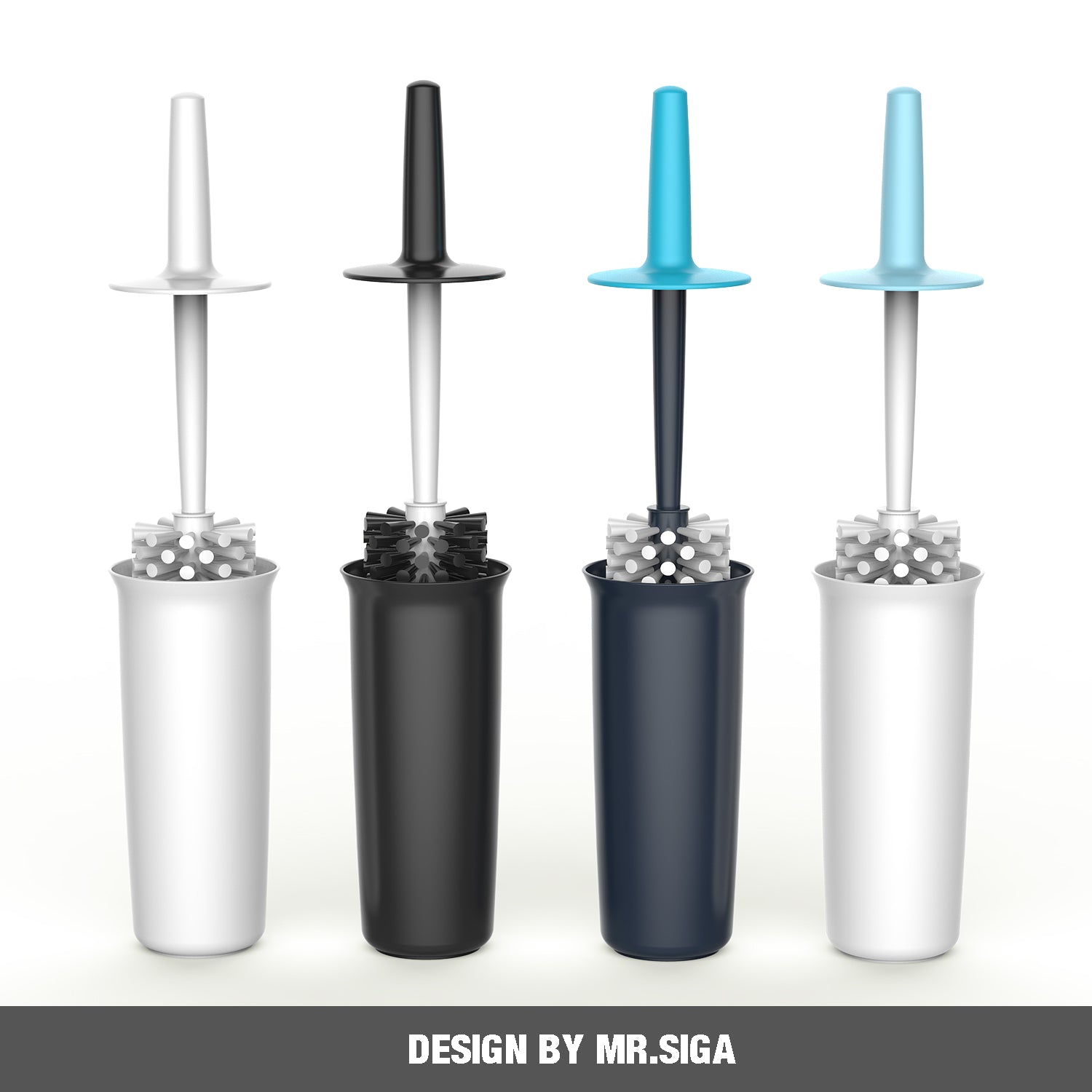 MR.SIGA Toilet Bowl Brush and Holder for Bathroom, Silver, 1 Pack