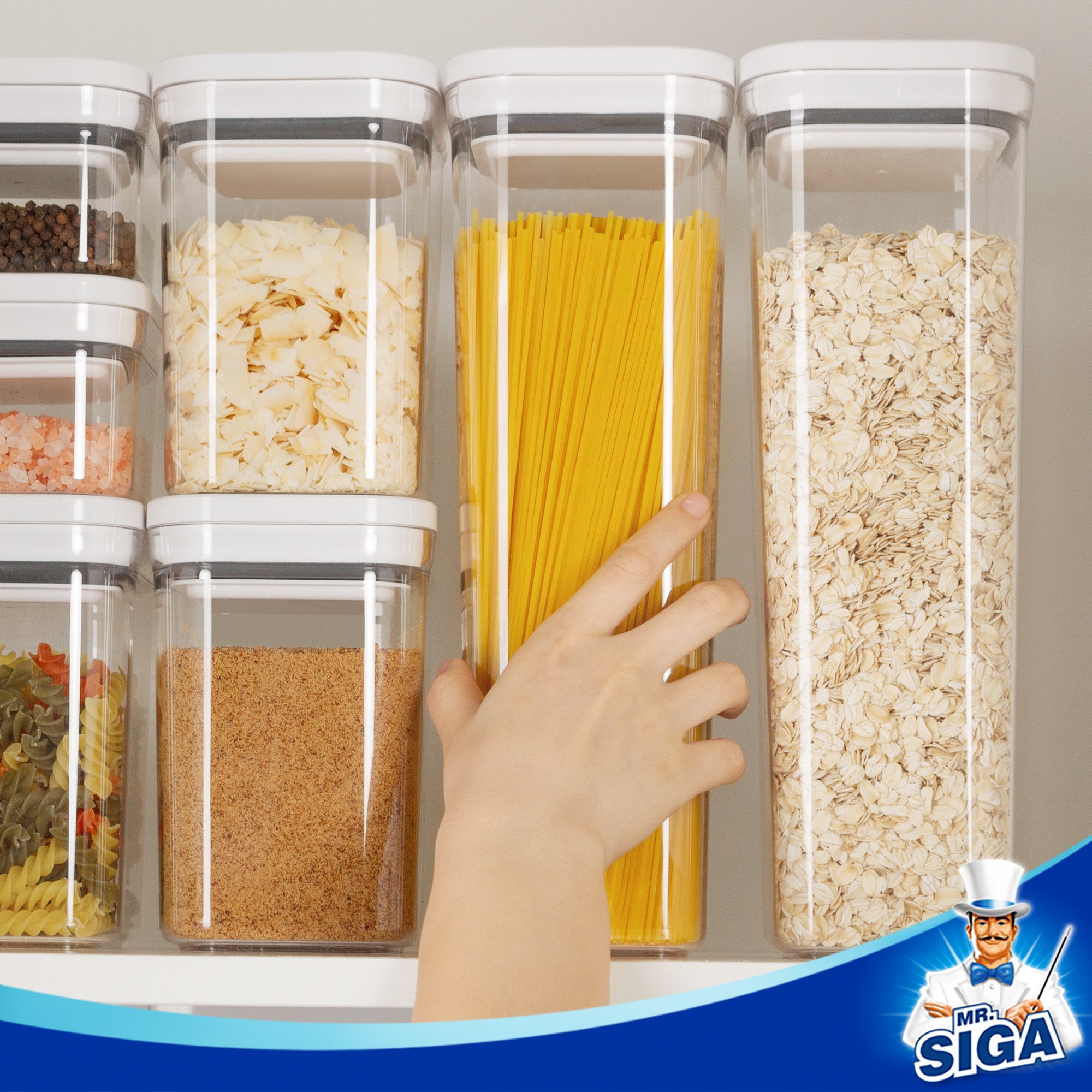 Mr.siga Airtight Food Storage Container Pack of 4 - Tall,White