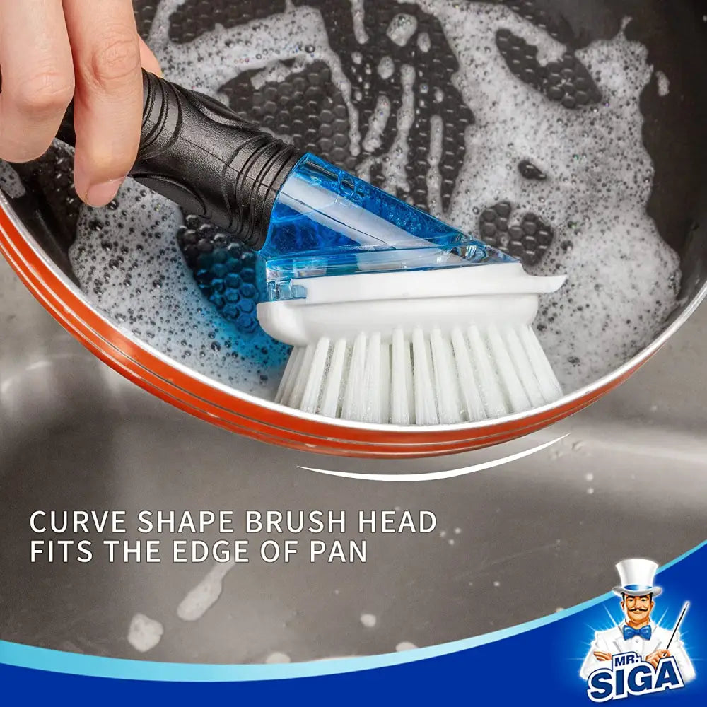 MR.SIGA Soap Dispensing Dish Brush Storage Set Kitchen Brush with Holder for Pot Pan Sink Cleaning 厨刷