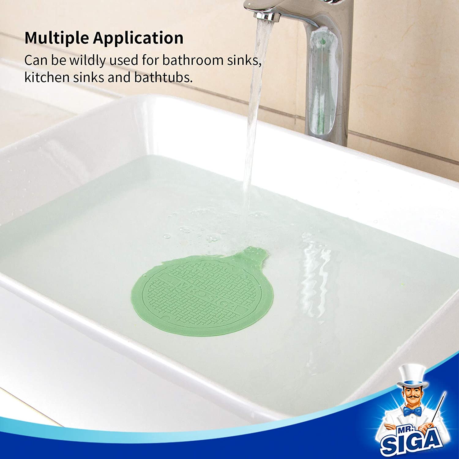 MR.SIGA Silicone Bathtub Stopper, Drain Stopper for Shower, Sink, 5.1" Diameter, 3 Pack