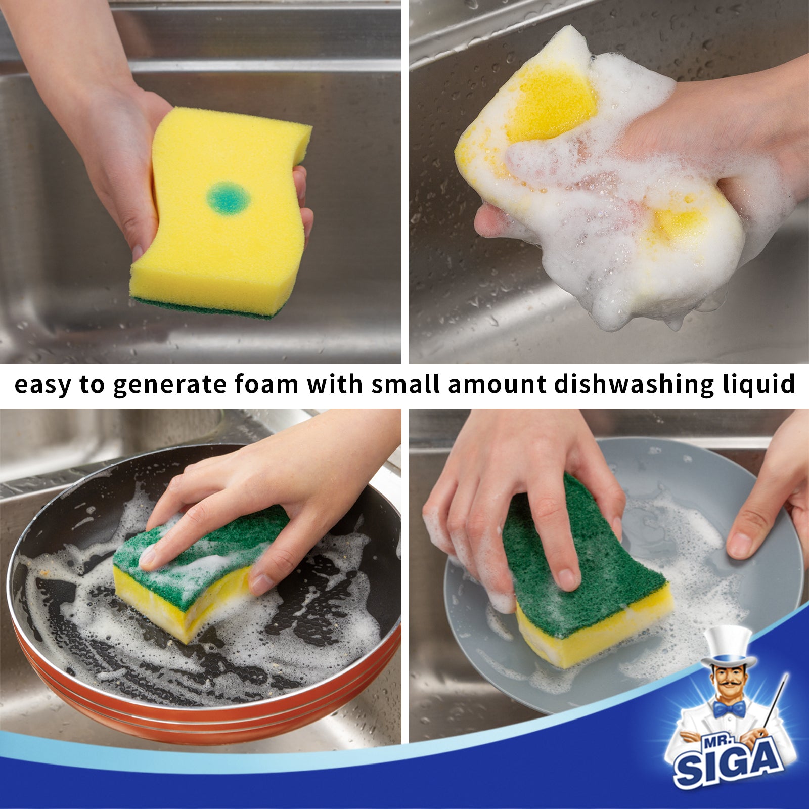 MR.SIGA Heavy Duty Scrub Sponge, Pack of 24