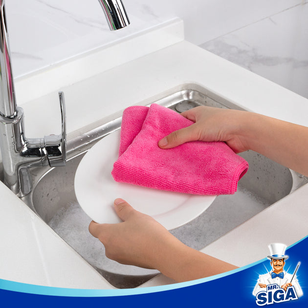 MR.Siga Microfiber Cleaning Cloth, All-Purpose Household Microfiber Clean  Towels, Black, 12 count per pack
