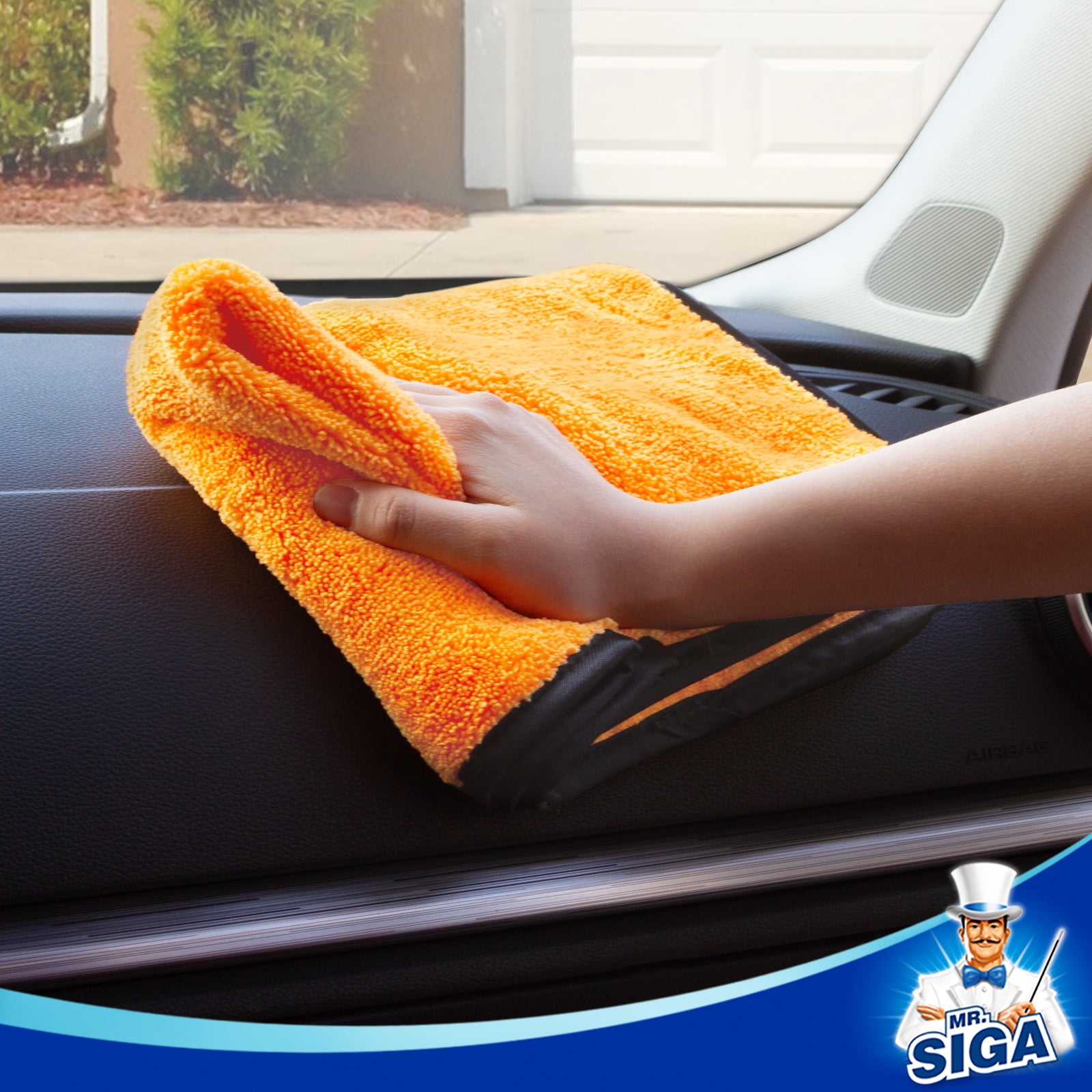 MR.SIGA Professional Premium Microfiber Towels for Household Cleaning, Dual-Sided Car Washing and Detailing Towels, Gold, 15.7 x 23.6 inch, 3 Pack