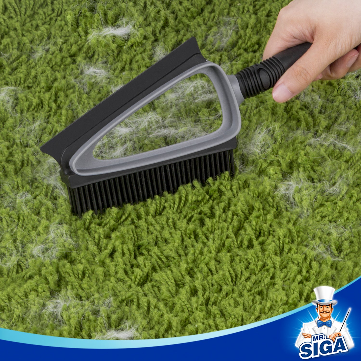MR.SIGA Soft Bristle Brush/Scrubber with Dustpan, Grey ,1 Set