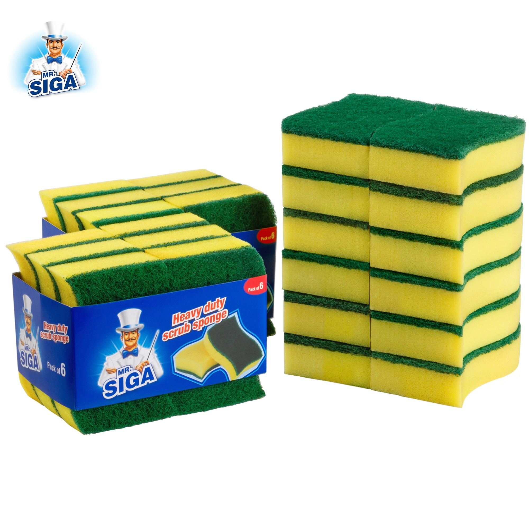 MR.SIGA Heavy Duty Scrub Sponge, Pack of 24