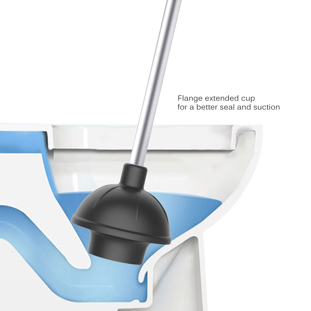 MR.SIGA 2 Way Rubber Toilet and Drain Plunger, Aluminium Handle