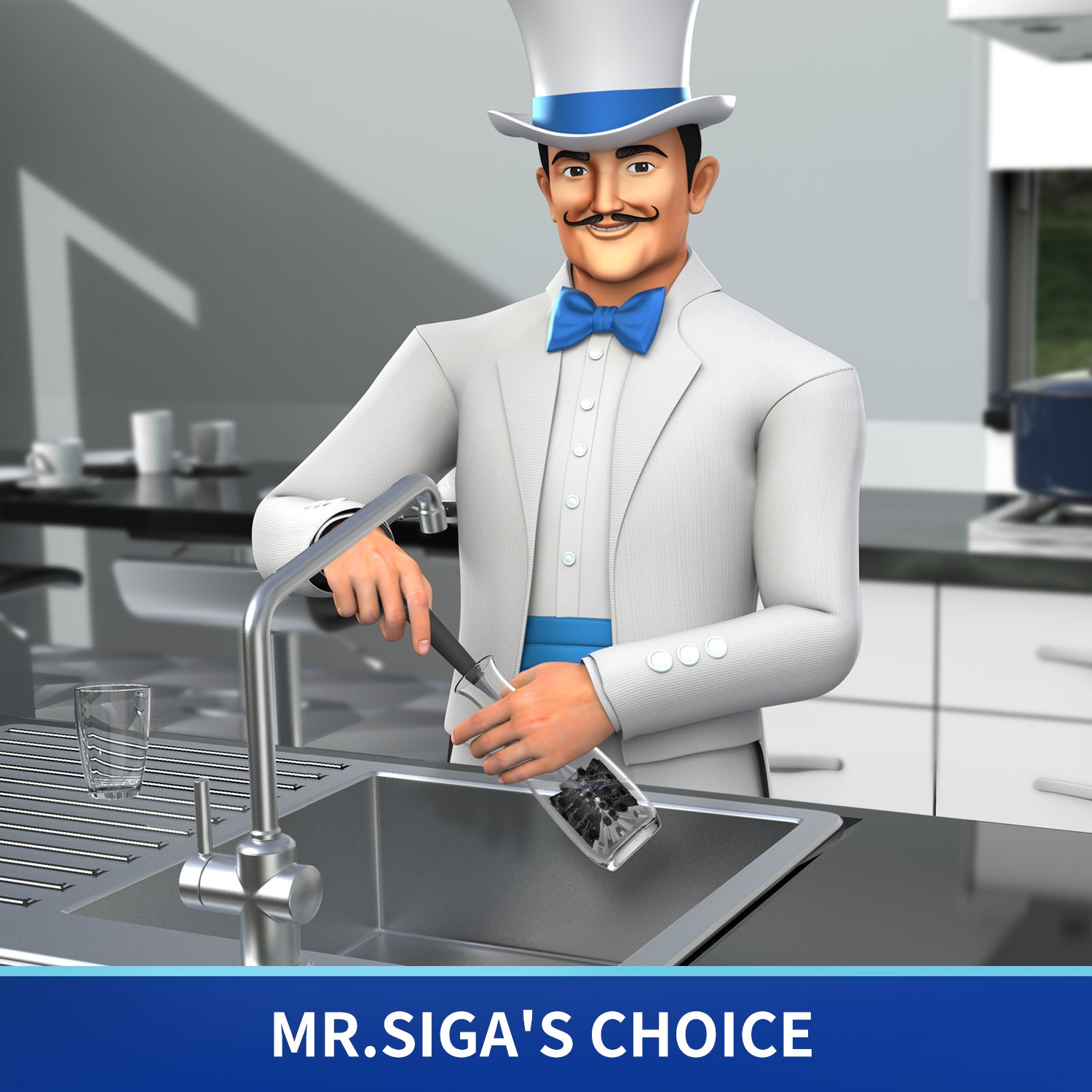 MR.SIGA Flaschenbürste mit langem Griff, flexible Scheuerbürste für Flaschen, Glaswaren, 2er-Pack