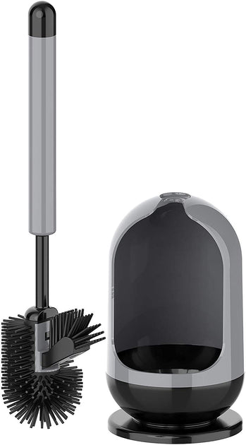 MR.SIGA Toilet Bowl Brush and Holder for Bathroom, Non-Scratch TPR Bristles, Under-Rim Brush Head, Gray & Black, 1 Pack