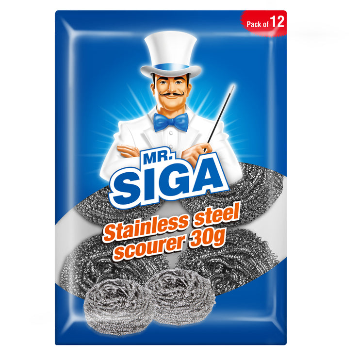 MR.SIGA Stainless Steel Scourer,Pack of 12