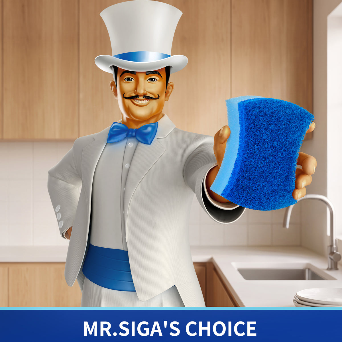MR.SIGA Non-Scratch Sponge, Cleaning Scrub Sponges for Kitchen,12pack