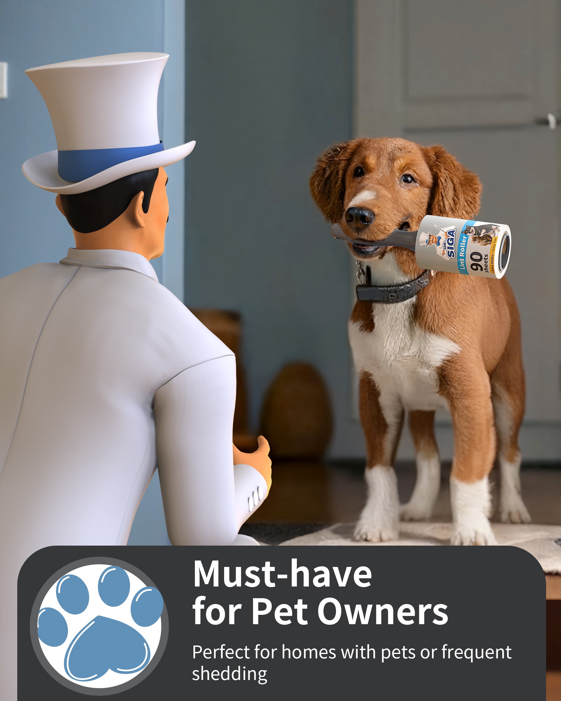 MR.Siga Lint Rollers for Pet Hair Extra Sticky, 270 Sheets, Lint Remover for Clothing