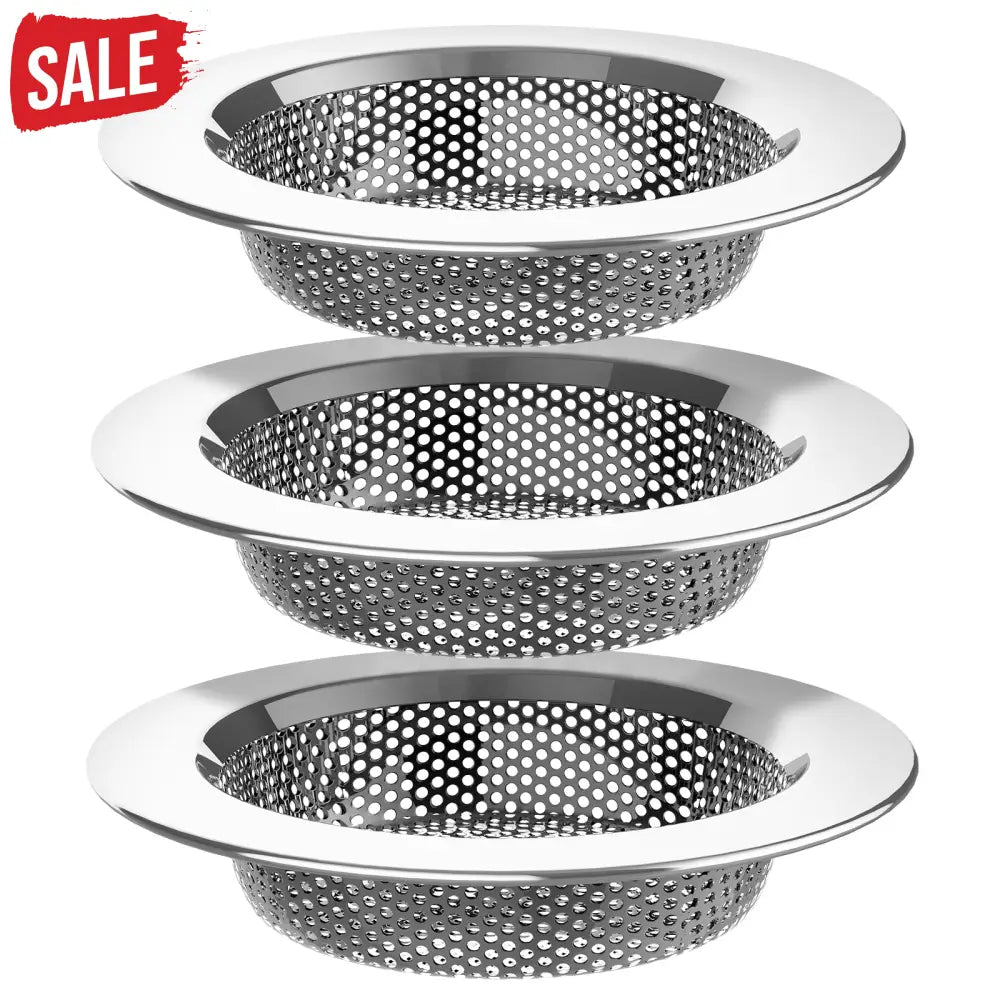 MR.SIGA Kitchen Sink Strainer, Stainless Steel Sink Drain Strainer, Dishwasher Safe, Outer Diameter 4.4 inch/11.2cm, Inner Diameter 3 inch/7.6cm, Pack of 3