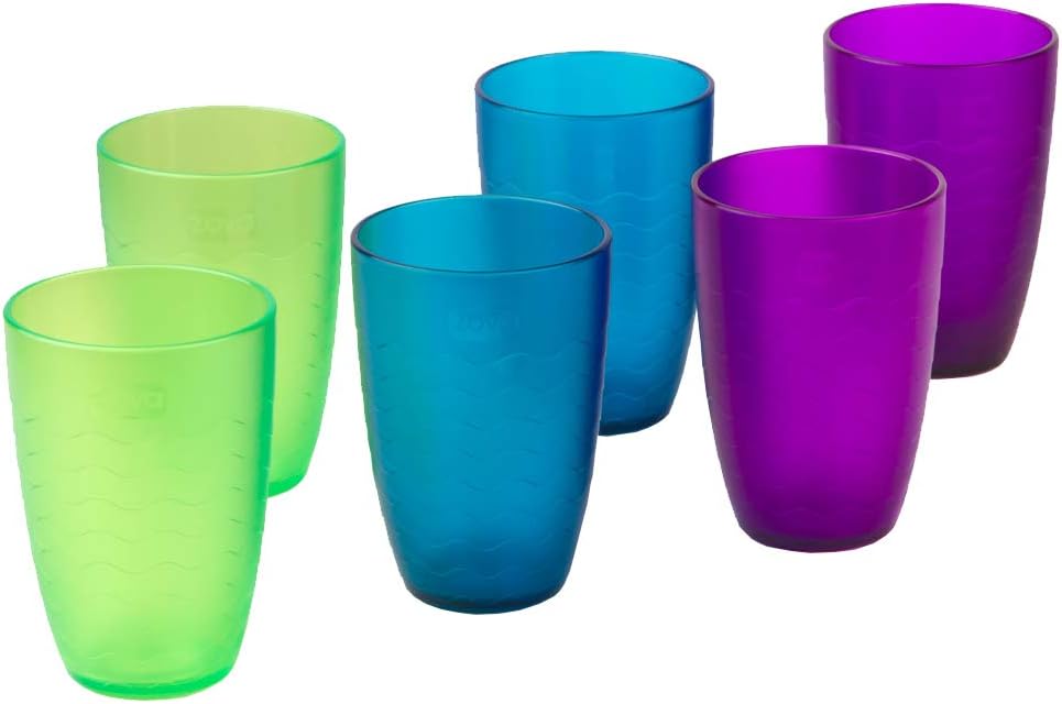 MR.SIGA ZOVA Durable Plastic Cups, Beverage Tumblers 11.3 oz/330 ml, Set of 6 in 3 Assorted Colors