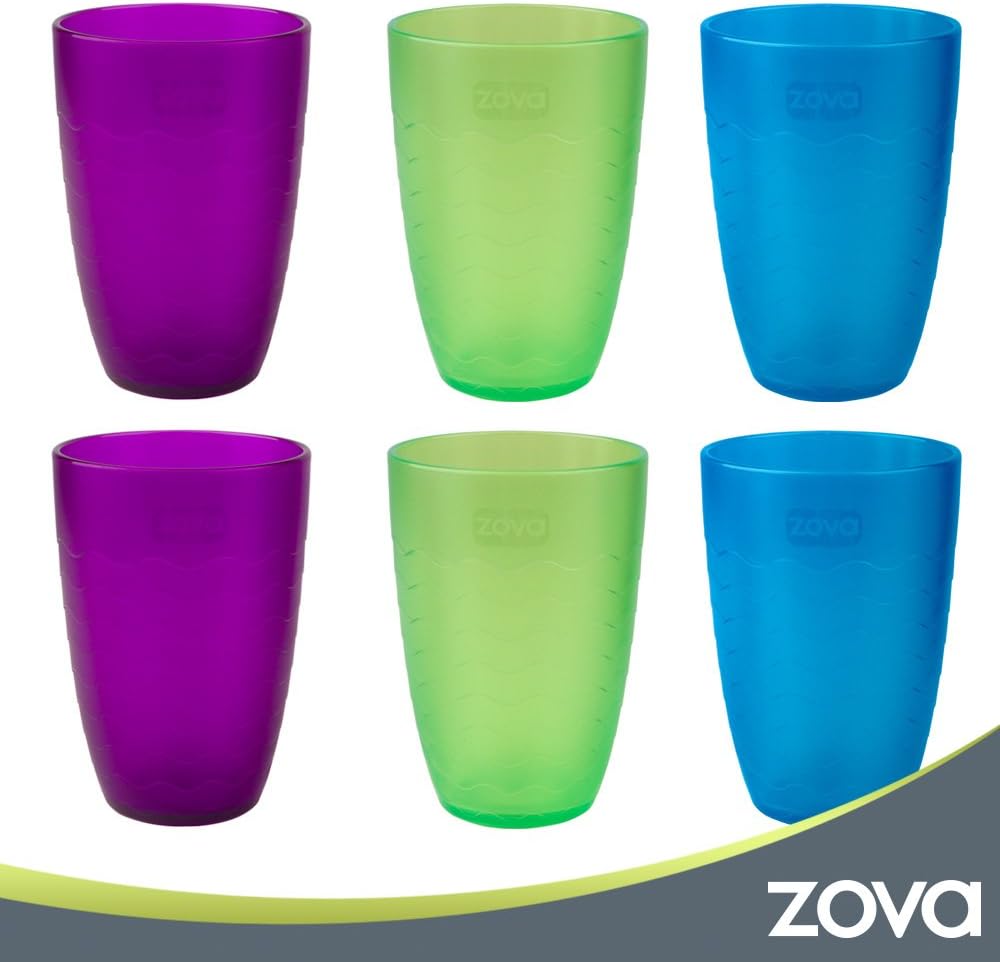 MR.SIGA ZOVA Durable Plastic Cups, Beverage Tumblers 11.3 oz/330 ml, Set of 6 in 3 Assorted Colors
