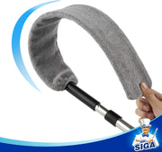 MR.SIGA Flexible Microfiber Long Duster for Gap Cleaning, Stainless Steel Adjustable Handle, Washable Gap Cleaning Duster Gray