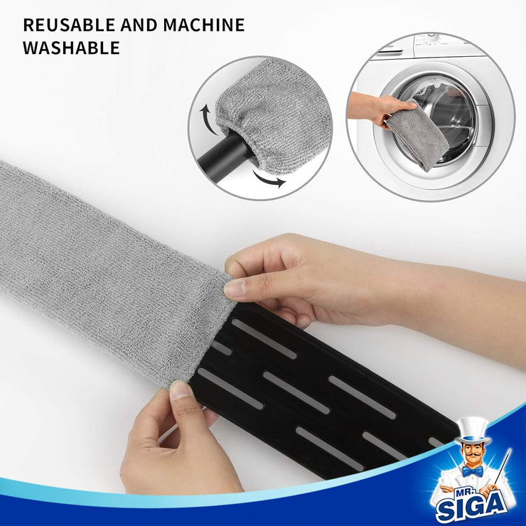 MR.SIGA Flexible Microfiber Long Duster for Gap Cleaning, Stainless Steel Adjustable Handle, Washable Gap Cleaning Duster Gray