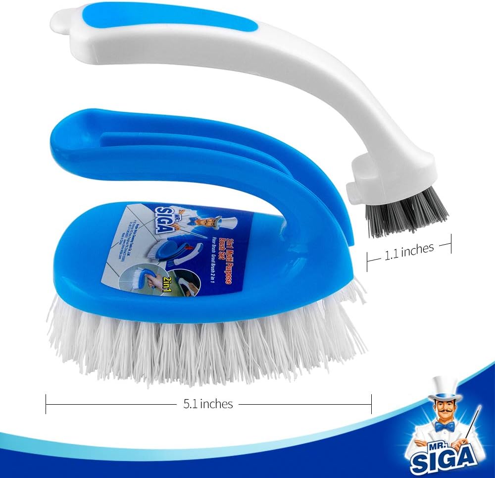 MR.SIGA Scrub Brush,2 in 1, Pack of 2