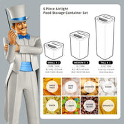 MR.SIGA 6 Piece Airtight Food Storage Container Set, BPA Free Kitchen Pantry Organization Canisters, One-handed Kitchen Storage Containers for Cereal, Spaghetti, Pasta, Gray