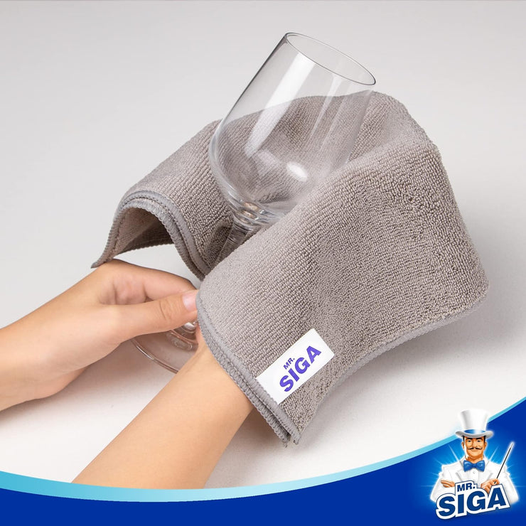 MR.SIGA Microfiber Cleaning Cloth, All-Purpose Microfiber Towels, Streak Free Cleaning Rags, Pack of 12, Grey, Size 32 x 32 cm(12.6 x 12.6 inch)