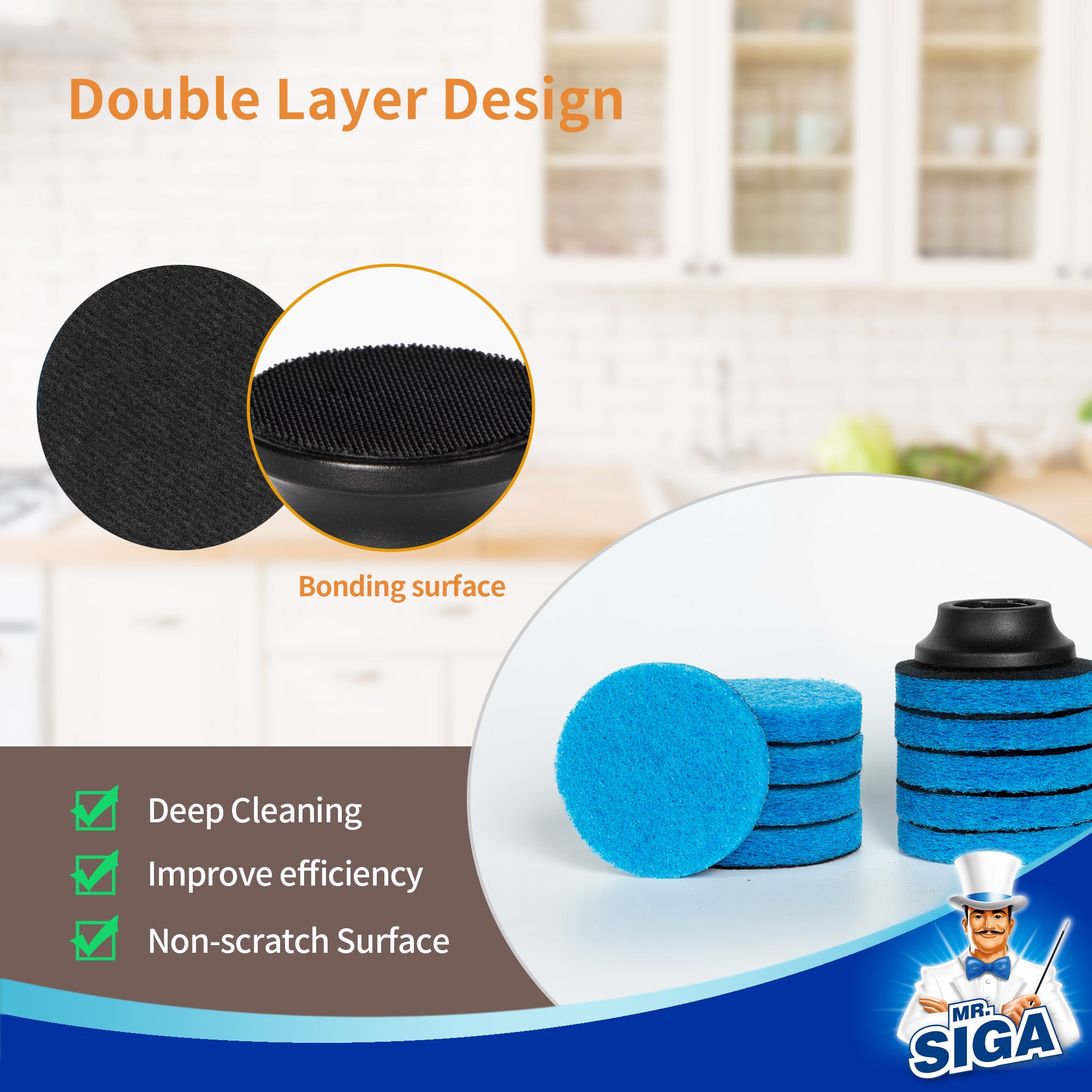 MR.SIGA kratzfeste Pad-Nachfüllpackungen für elektrischen Spin Scrubber, 10er-Pack 