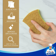 MR.SIGA Non-Scratch Dish Sponges, Natural Scrub Sponges, Cellulose Sponge for Dishes, Dishwashing Sponges for Kitchen, 12 Pack
