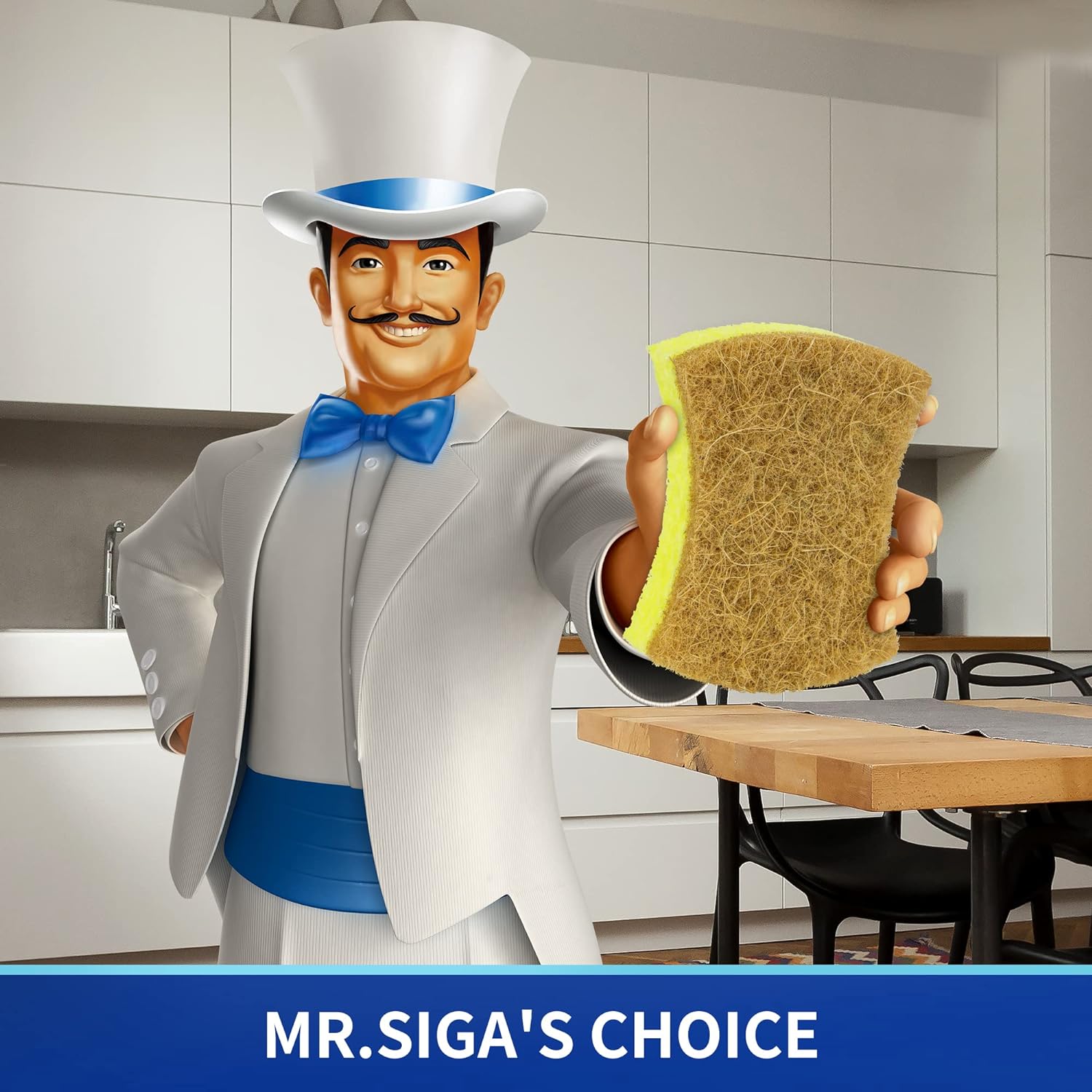 MR.SIGA Non-Scratch Dish Sponges, Natural Scrub Sponges, Cellulose Sponge for Dishes, Dishwashing Sponges for Kitchen, 12 Pack