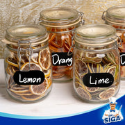 MR.SIGA 96 Removable Labels for Storage Containers, Waterproof Reusable Sticker Labels for Jars Bottles with 1 Erasable Chalk Marker