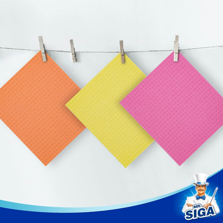 MR.SIGA Reusable Dish Cloths, Cellulose Sponge Cloth for Kitchen, Absorbent Cleaning Cloth, 10 Pack, Multi Colors