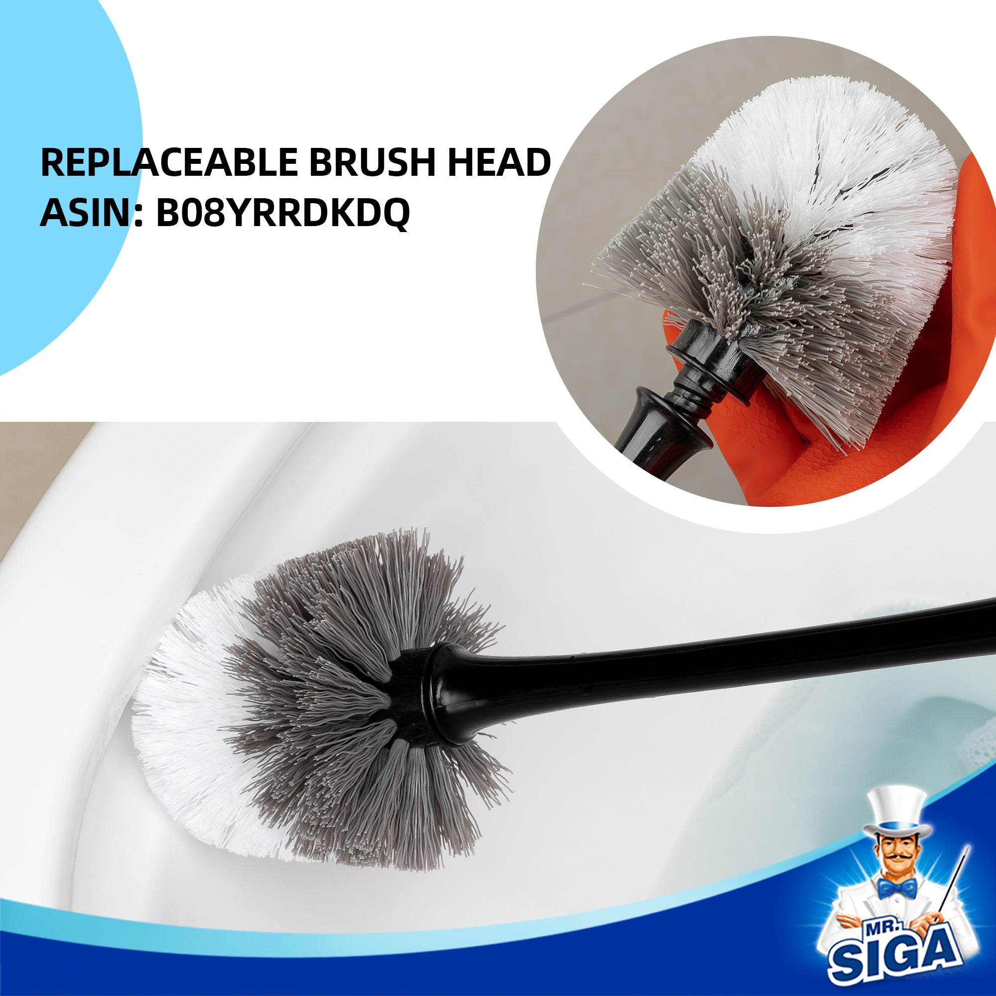 MR.Siga Toilet Plunger and Bowl Brush Combo, Black, 1 Set,for Adult