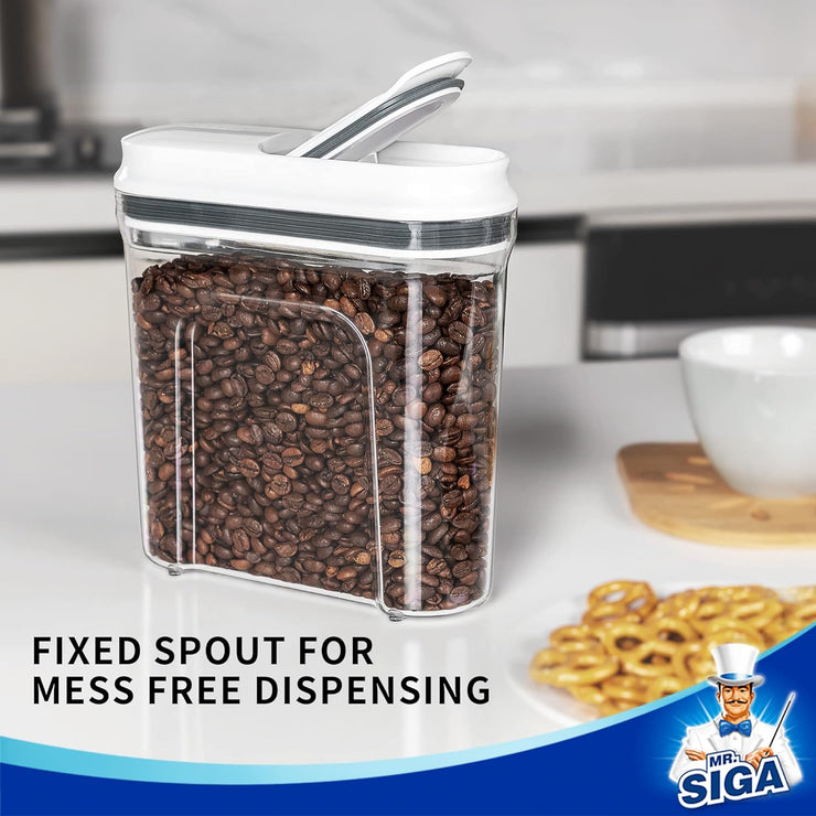 MR.SIGA 2 Pack Airtight Cereal Dispenser Set, Cereal Containers Storage Dispenser, BPA Free, 1.3 L / 1.37qt, Medium, White