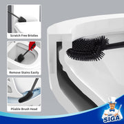 MR.SIGA Toilet Bowl Brush and Holder, Durable and Flexible Bristles, Wall Mounted Toilet Brush for Bathroom Cleaning, Black, 1 Pack