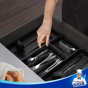 MR.SIGA Expandable Silverware Organizer, Flatware Organizer for Drawer, Utensil Organizer and Adjustable Cutlery Tray for Kitchen Drawer, Black