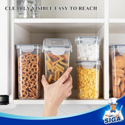 MR.SIGA 16 Pack Airtight Food Storage Container Set, BPA Free Kitchen Pantry Organization, Kitchen Canisters for Cereal, Spaghetti, includes 24 Reusable Sticker Labels and 1 Erasable Chalk Marker