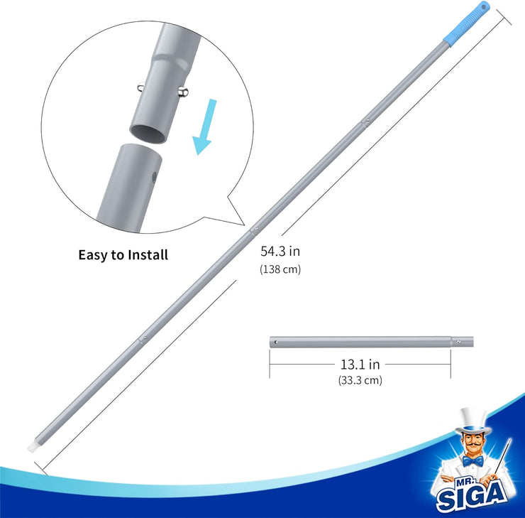 MR.SIGA 54.3 inch Long Extension Pole, Adjustable 4 Pieces Aluminum Pole for Window Squeegee