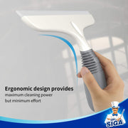 MR.SIGA Multi-Purpose Silicon Squeegee for Window, Glass, Shower Door, Car Windshield, Heavy Duty Window Scrubber, Includes Suction Hook, 10 inch, White & Grey, 2 Pack