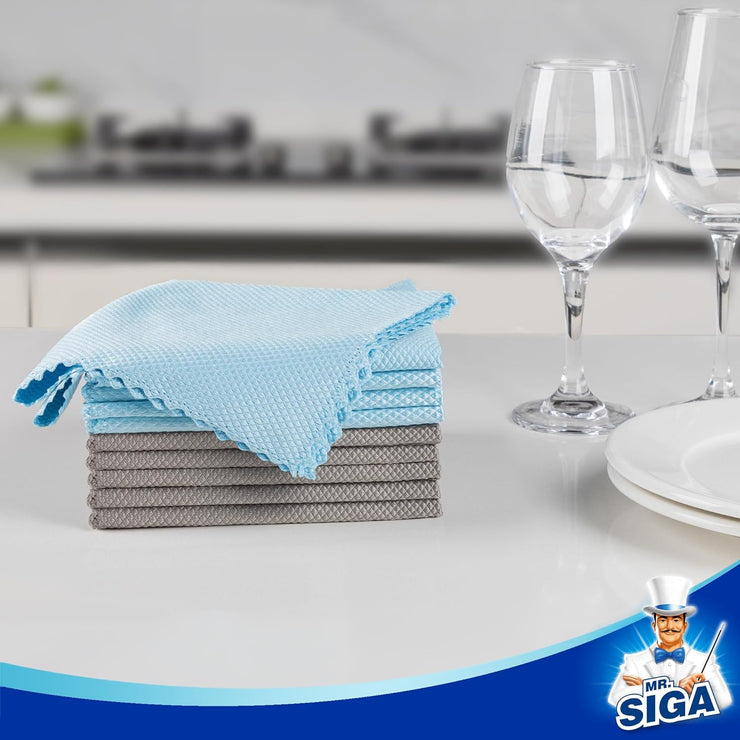 MR.SIGA Fish Scale Pattern Cleaning Cloths, Reusable Microfiber Cleani