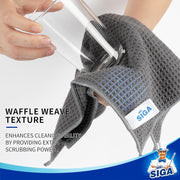 MR.SIGA Waffle Pattern Cleaning Cloths, Reusable Absorbent Microfiber Cleaning Cloths, Lint Free Microfiber Kitchen Towels, 6 Pack, Gray, 12.6 x 12.6 inch