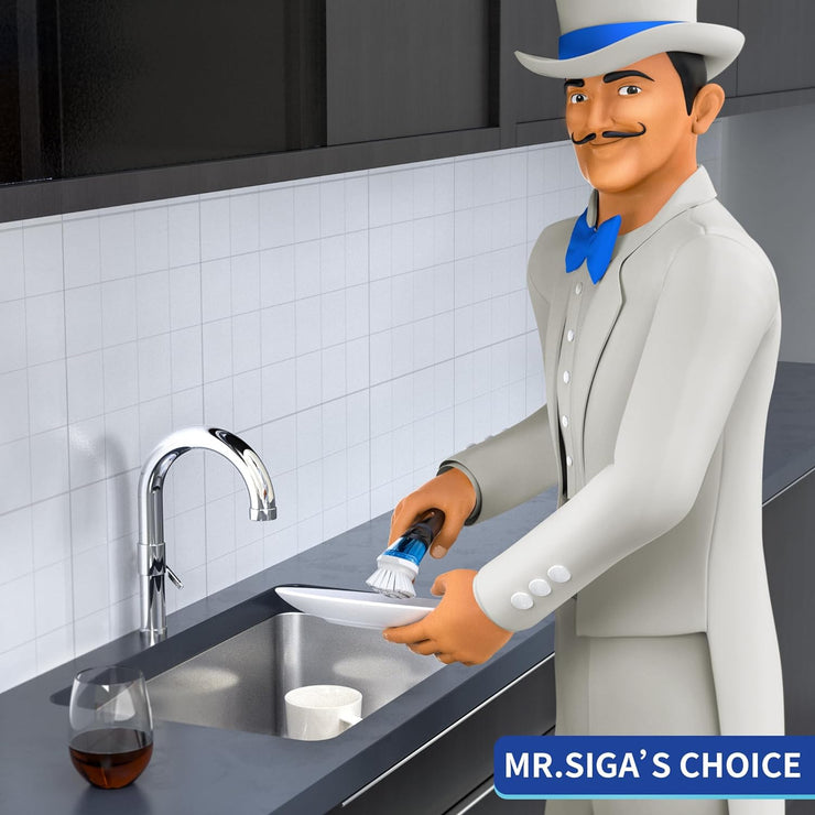 MR.SIGA Soap Dispensing Dish Brush, Kitchen Brush for Pot Pan Sink Cleaning, Black