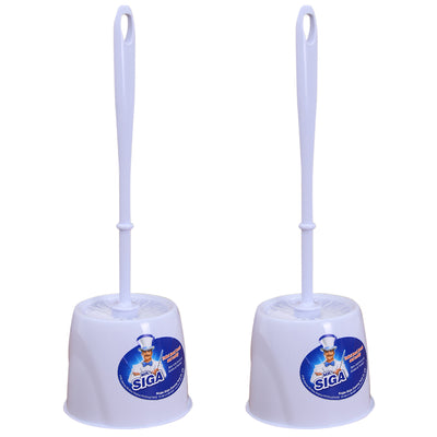 MR.Siga Toilet Bowl Brush and Caddy, Dia 12cm x 38cm Height,White, Pack of 2