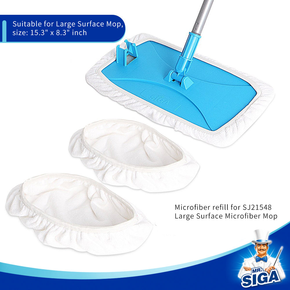 Mr.siga Large surface mop microfiber refills, Pack of 3