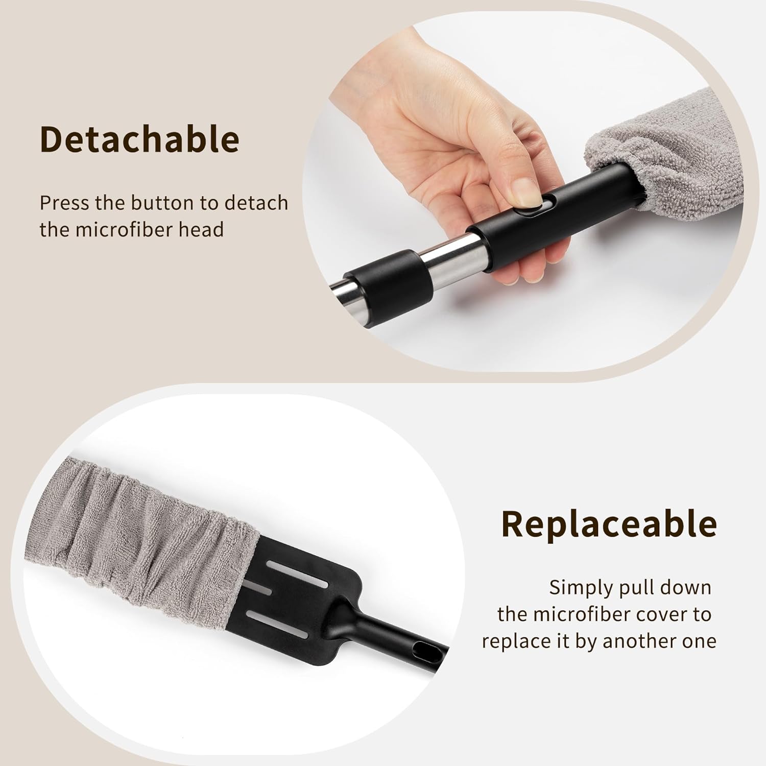 MR.SIGA Microfiber Long Duster Refills, Detachable and Washable Duster for Gap Cleaning, 4 Pack