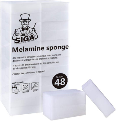 MR.SIGA Multi-Functional Eraser Sponge, Magic Cleaning Pads for Kitchen Household Cleaning, 48 Count, Size 3.1" x 2" x 1"