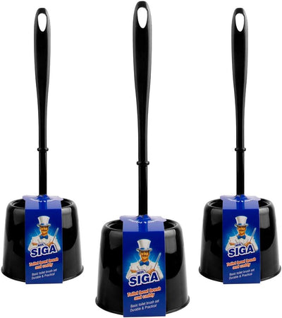 MR.SIGA Toilet Brush with Holder, Pack of 3, Black