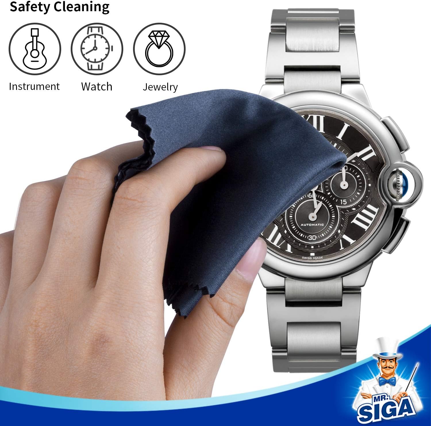 MR.SIGA Premium Microfiber Cleaning Cloths for Lens, Eyeglasses, Screens, Tablets, Glasses, 6 Pack, 6 x 7 inches (15 x 18 cm)