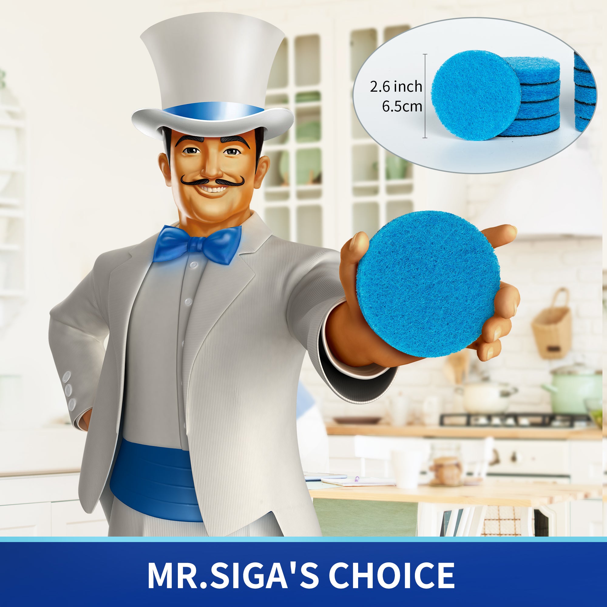 MR.SIGA Non-scratch Pad Refills for Electric Spin Scrubber, 10 Pack